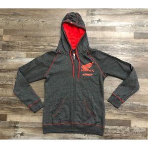 One Industries Honda Signature Womens Large Hooded Zip-Up Jacket Heather Black